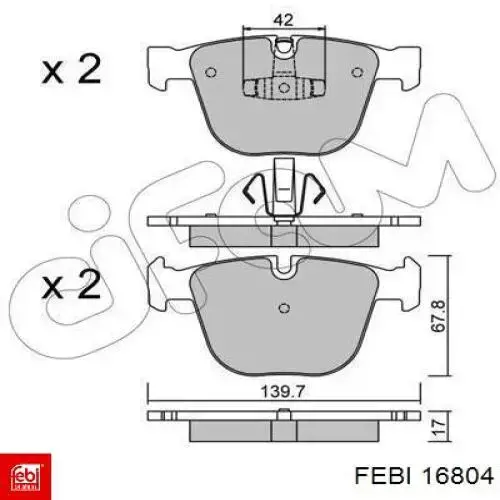 Comprar 16804 Febi Pastillas de freno traseras