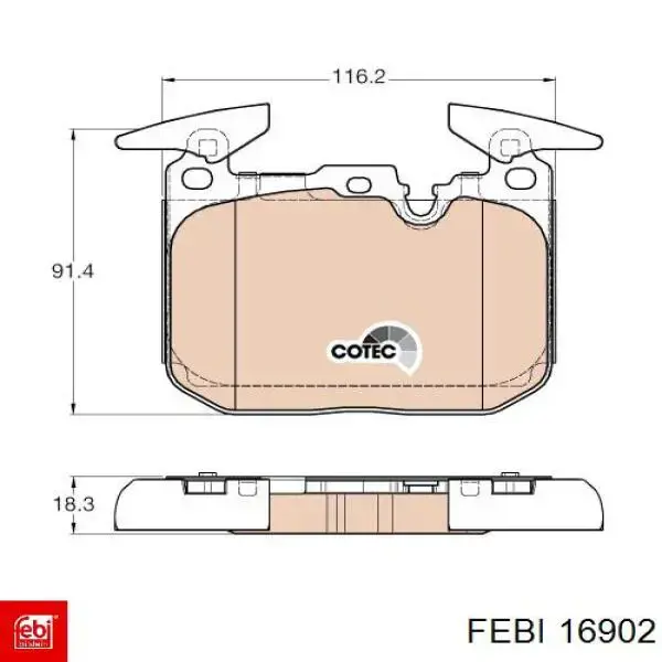 16902 Febi pastillas de freno delanteras