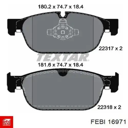 16971 Febi pastillas de freno delanteras