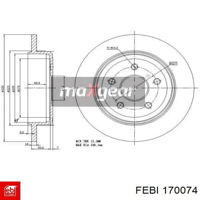 170074 Febi Freno de disco trasero