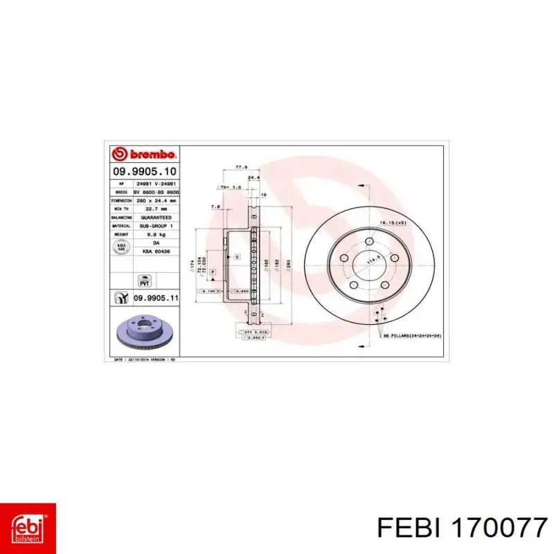 170077 Febi freno de disco delantero