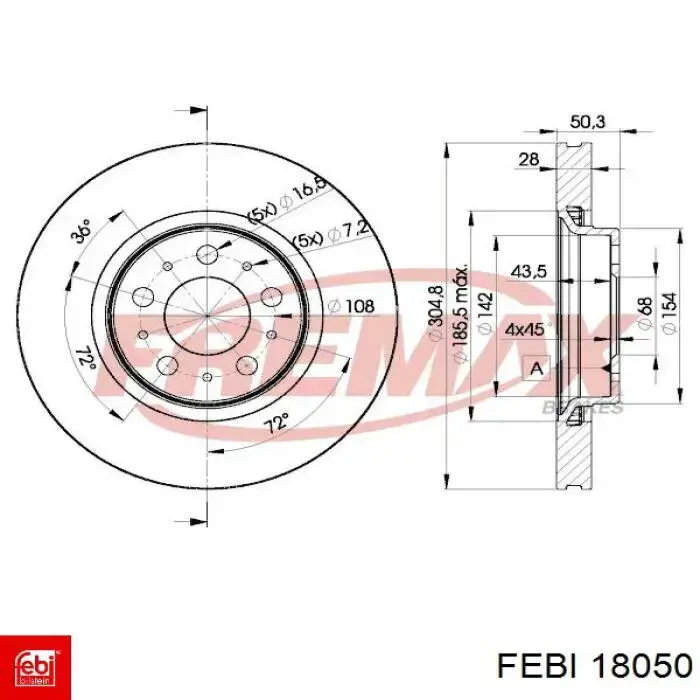 Disco de freno 18050 Febi