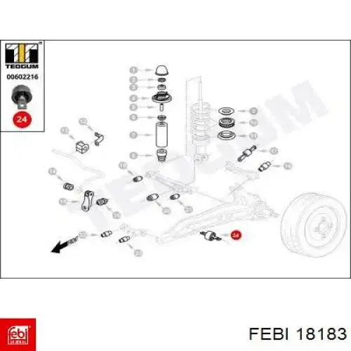 Comprar 18183 Febi Buje delantero del brazo longitudinal trasero