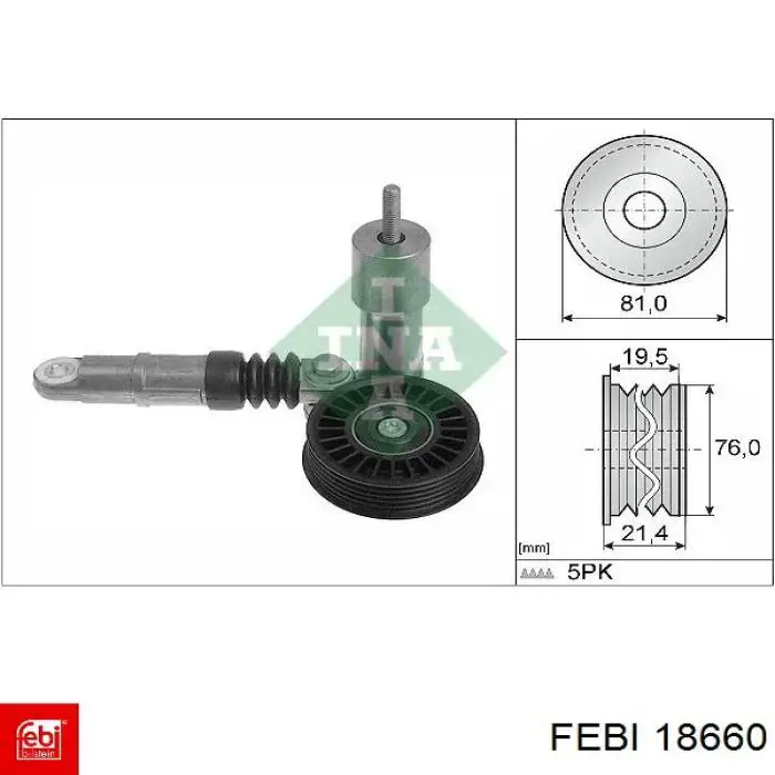 Comprar 18660 Febi Tensor de correa poli V 
