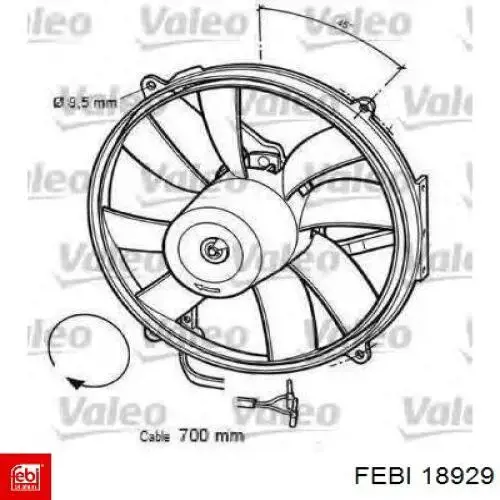 18929 Febi ventilador (rodete +motor refrigeración del motor con electromotor completo)