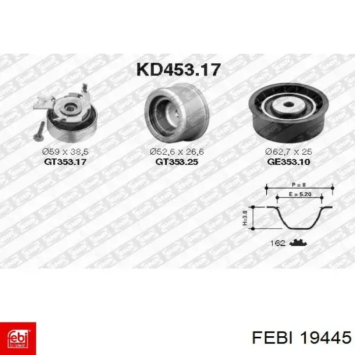 Juego de correas dentadas Febi 19445 precio, desde 77,59 EUR