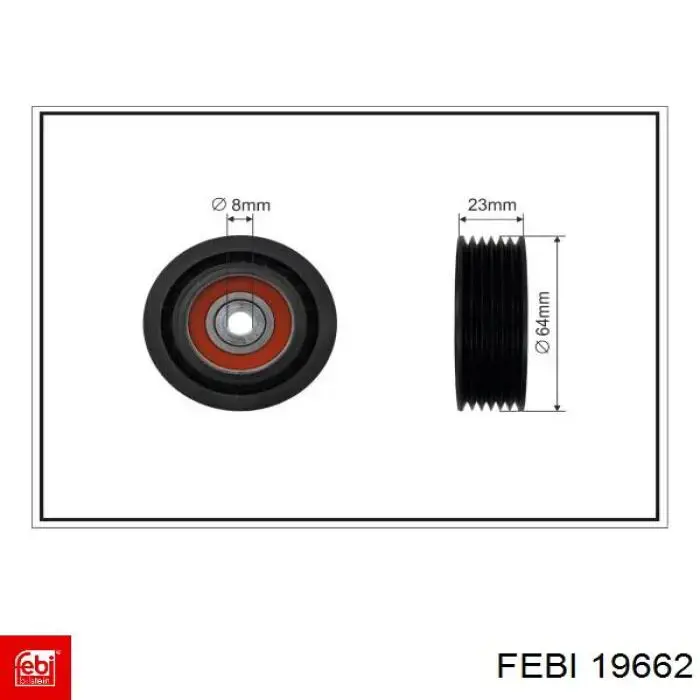 19662 Febi polea inversión / guía, correa poli v