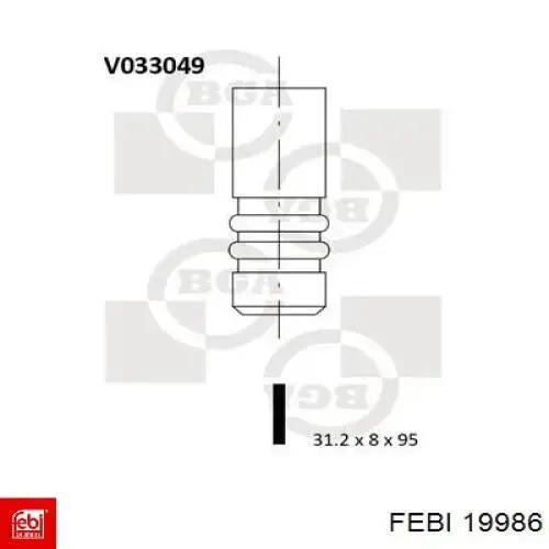 19986 Febi válvula de escape