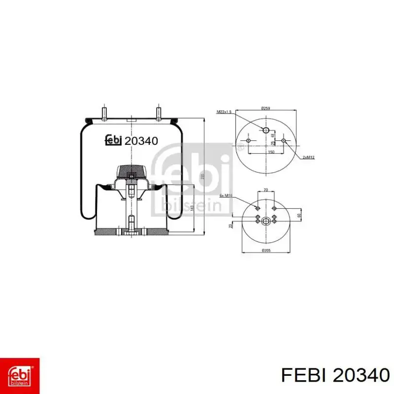 20340 Febi muelle neumático, suspensión