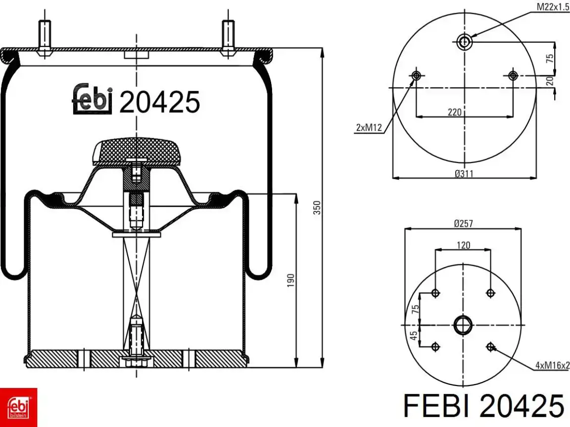 Bolsa neumática del eje Febi 20425 precio, desde 158,24 EUR