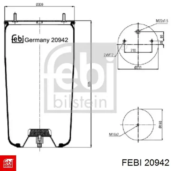 Bolsa neumática del eje RML7053 Blacktech