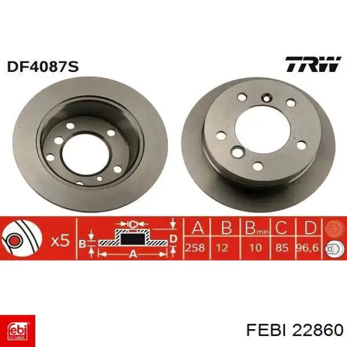 22860 Febi disco de freno trasero