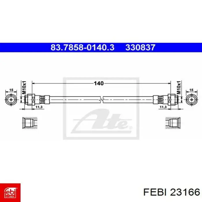 23166 Febi tubo flexible de frenos trasero