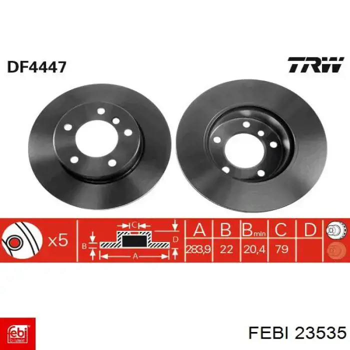 Disco de freno 23535 Febi