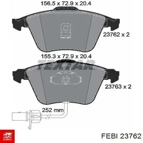 Silentblock del brazo de suspensión 23762 Febi