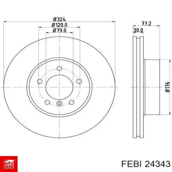 Disco de freno 24343 Febi