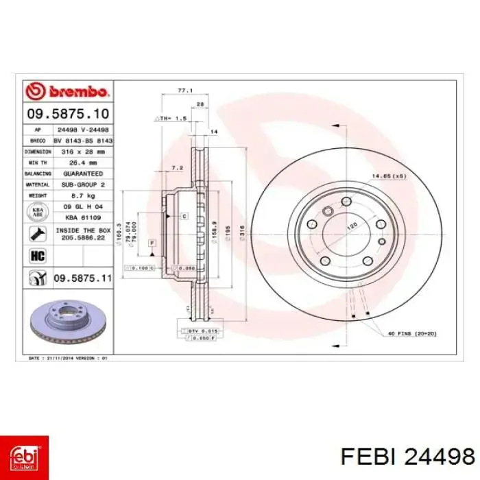 Sensor de desgaste de las pastillas de freno delanteras Febi 24498 precio, desde 12,43 EUR