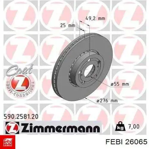 Comprar 26065 Febi Freno de disco delantero