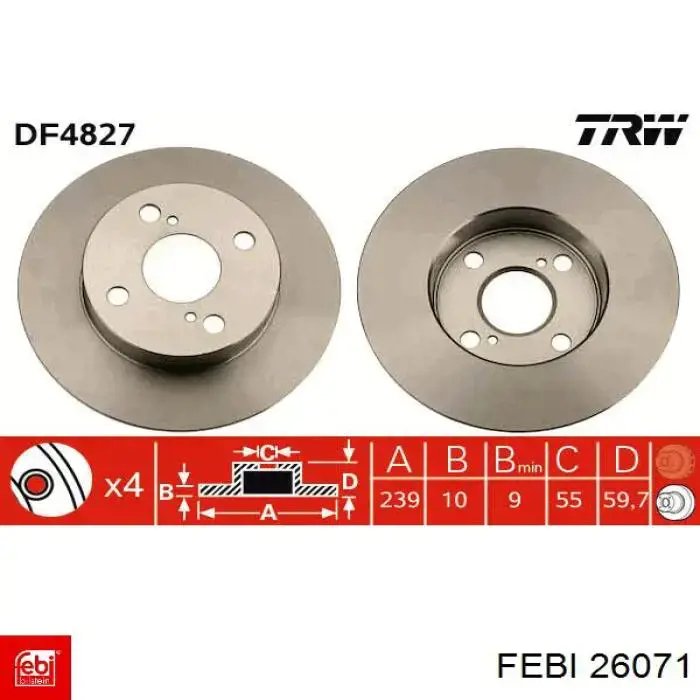 Disco de freno trasero Febi 26071 precio, desde 32,22 EUR