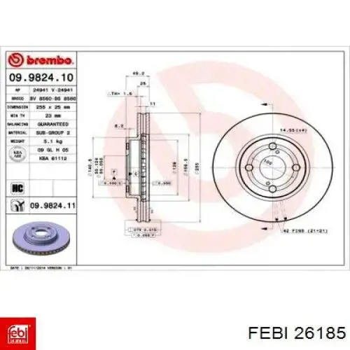26185 Febi freno de disco delantero