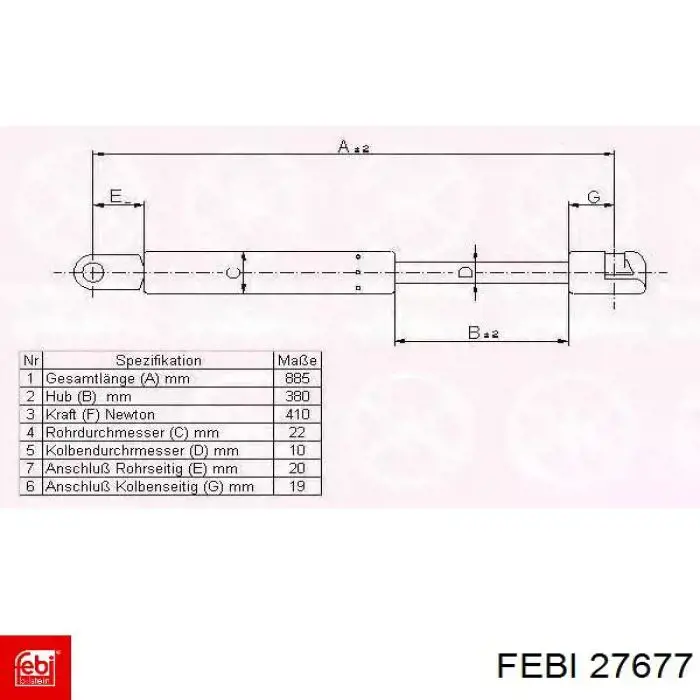 Amortiguador de capó 27677 Febi
