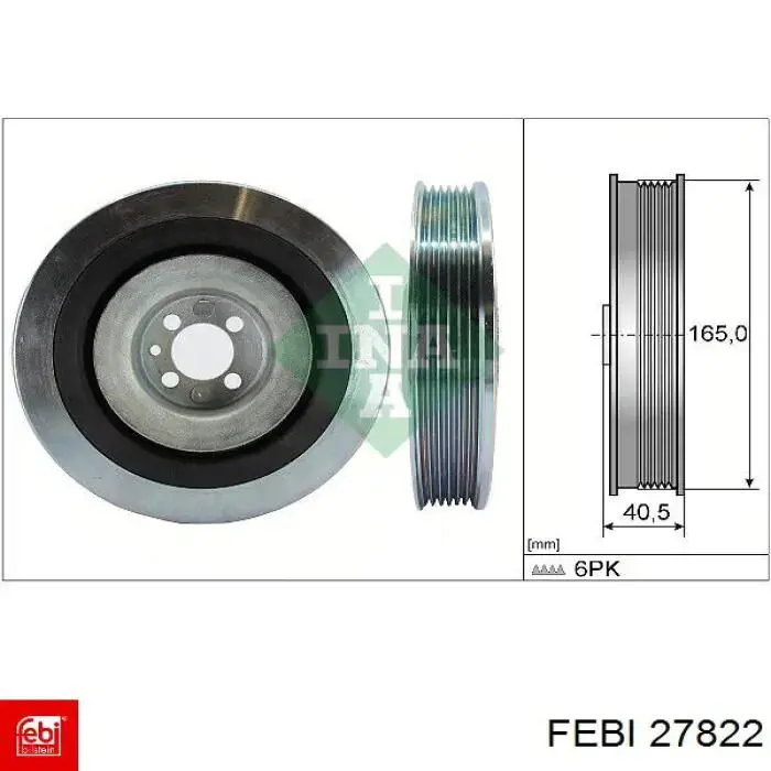 Polea de cigüeñal 27822 Febi
