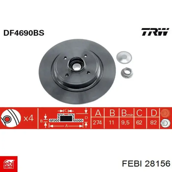 Disco de freno trasero Febi 28156 precio, desde 75,50 EUR