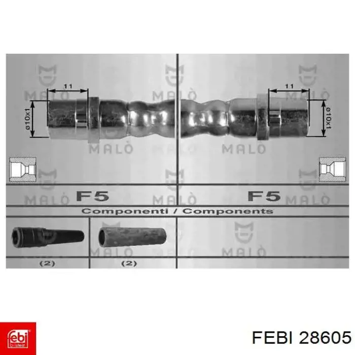 28605 Febi Tubo de frenos delantero