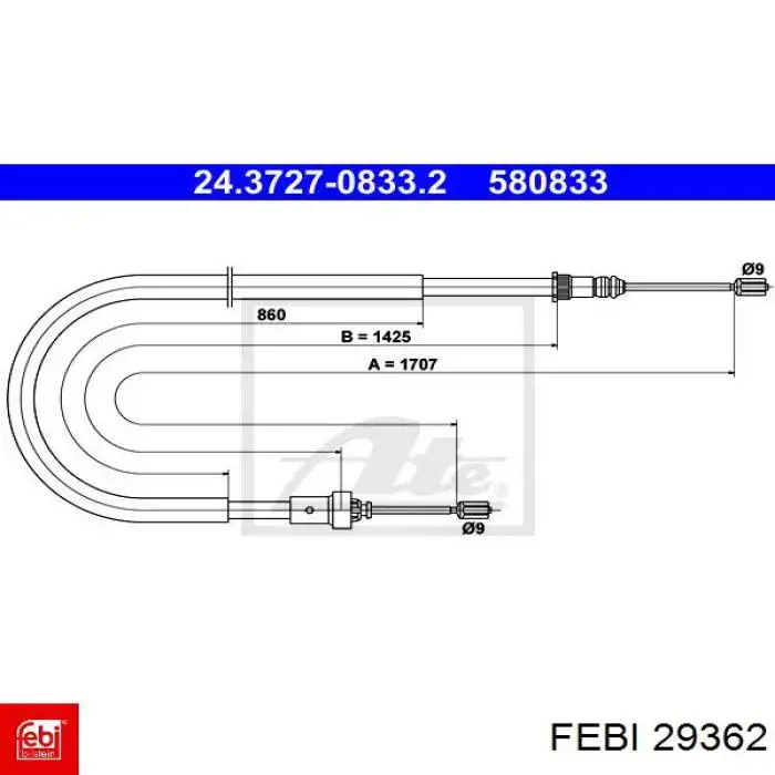 Comprar 29362 Febi Cable de freno de mano trasero derecho/izquierdo