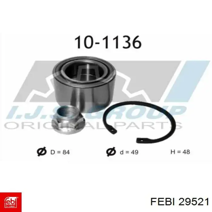 Cojinete de rueda delantero Febi 29521 precio, desde 45,07 EUR