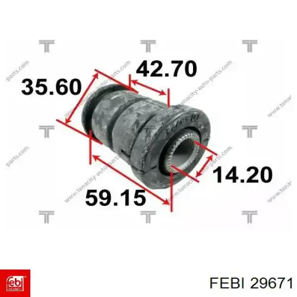 Silentblock del brazo de suspensión 29671 Febi