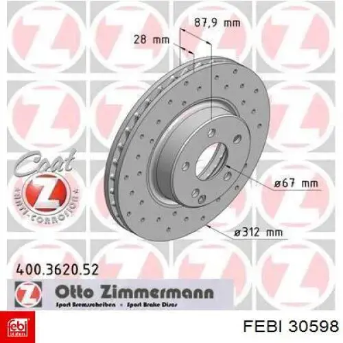 Frenos delanteros Febi 30598 precio, desde 58,30 EUR