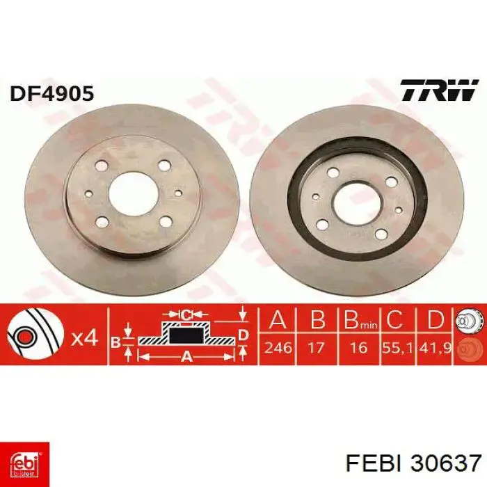 Comprar 30637 Febi Freno de disco delantero