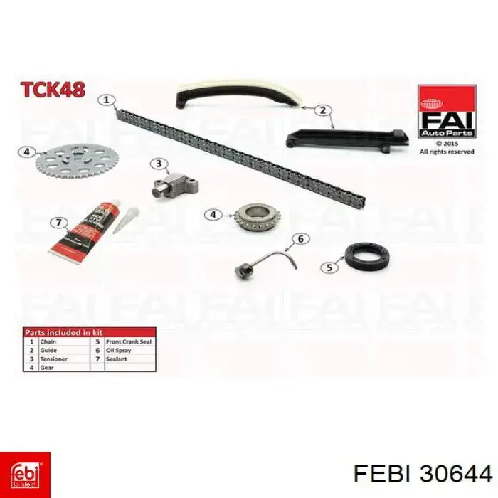 Kit de cadena de distribución 30644 Febi