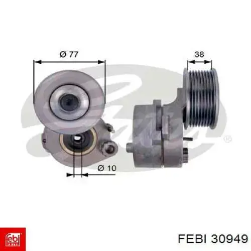 30949 Febi tensor de correa, correa poli v