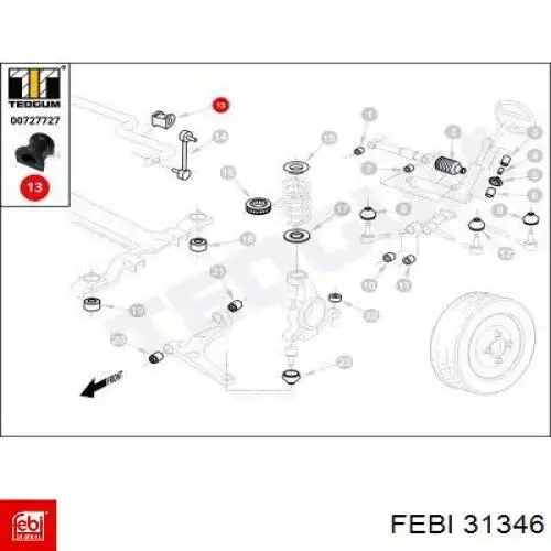 Comprar 31346 Febi Buje de barra estabilizadora delantera