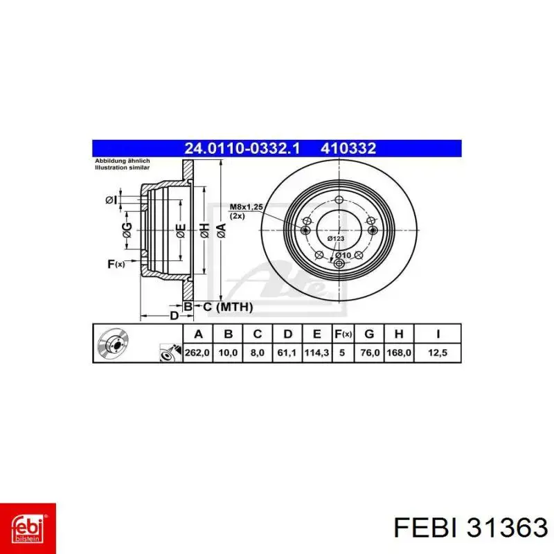 Comprar 31363 Febi Disco de freno trasero