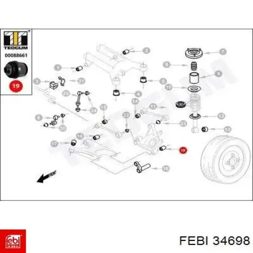 Comprar 34698 Febi Buje de mangueta trasera