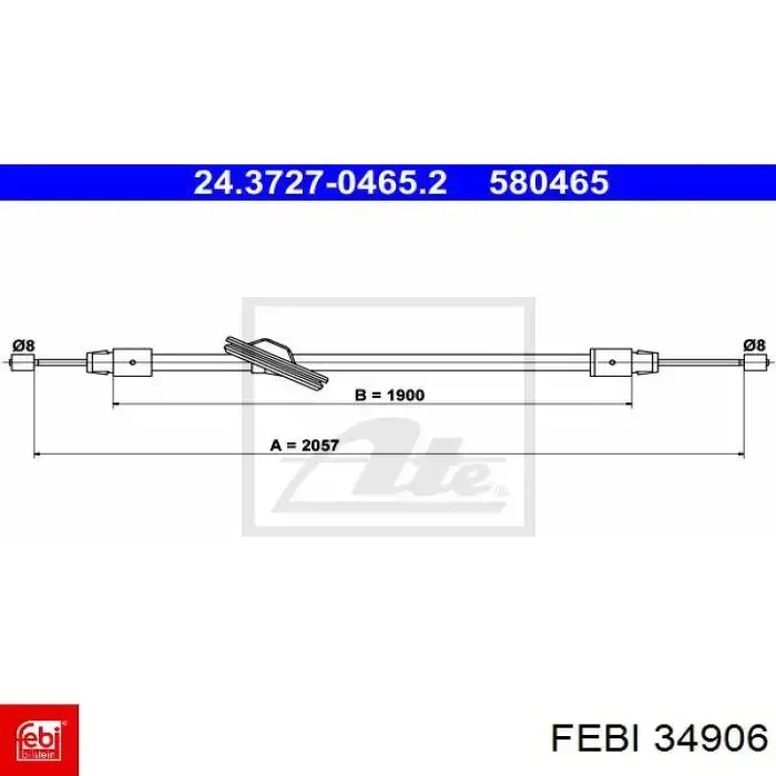 34906 Febi cable de freno de mano delantero