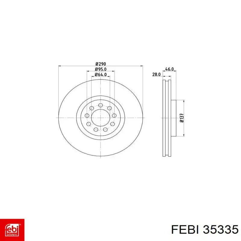 Disco de freno 35335 Febi