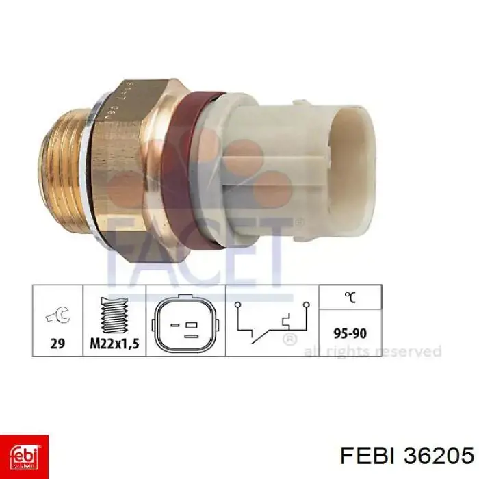 36205 Febi sensor, temperatura del refrigerante (encendido el ventilador del radiador)
