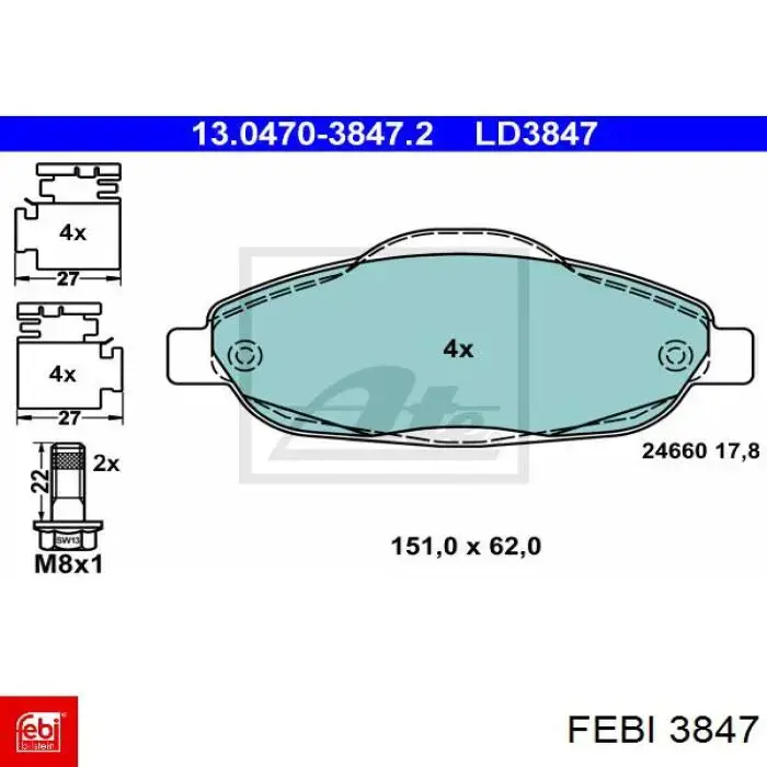 Soporte izquierdo del motor Febi 3847 precio, desde 39,20 EUR