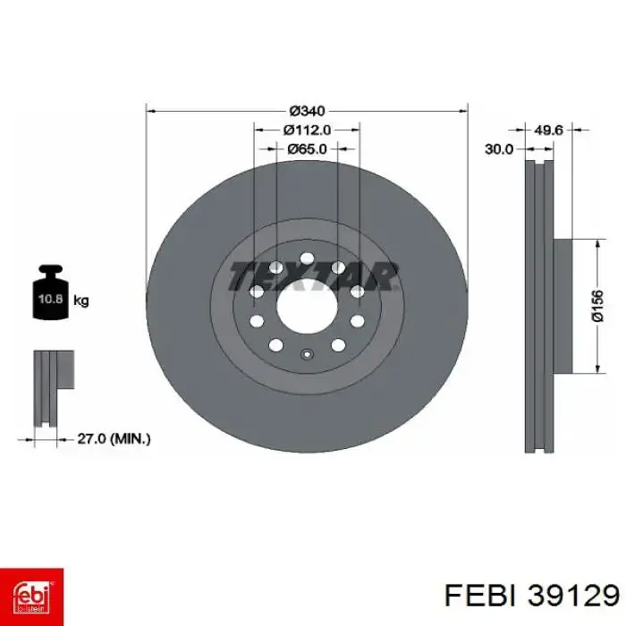 Disco de freno 39129 Febi