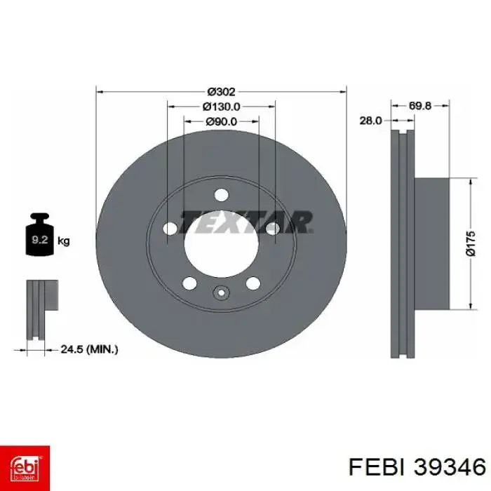 Comprar 39346 Febi Freno de disco delantero