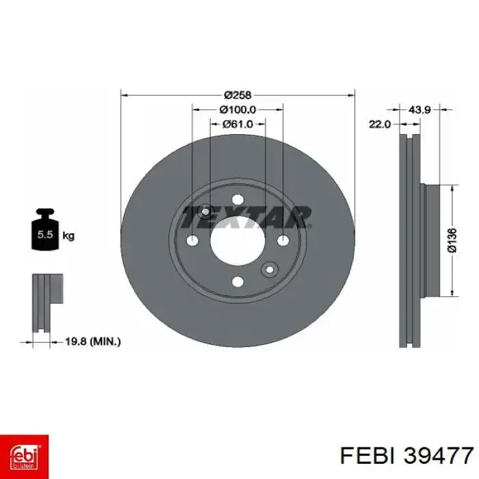 Comprar 39477 Febi Freno de disco delantero
