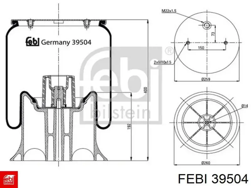 39504 Febi muelle neumático, suspensión