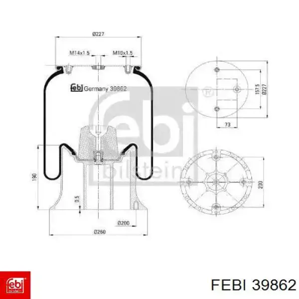 39862 Febi muelle neumático, suspensión, eje delantero