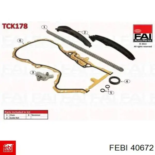 Kit de cadena de distribución 40672 Febi
