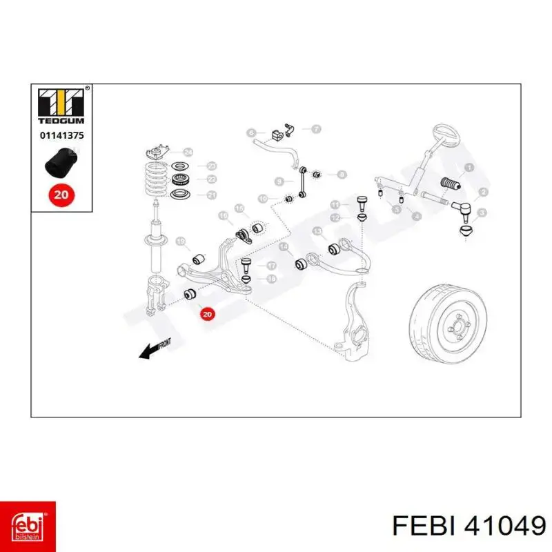 Comprar 41049 Febi Brazo inferior derecho de la suspensión delantera