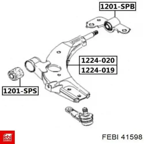Silentblock del brazo de suspensión 41598 Febi